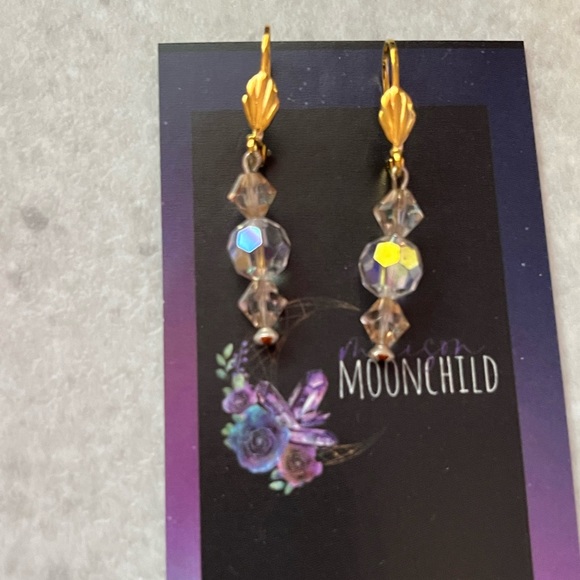 Swarovski Gold Earrings, Handcrafted Genuine Swarovski Crystal Bridal Earrings - Picture 6 of 14